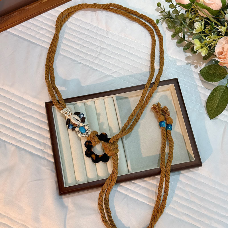 Wholesale Women's Versatile Dress Accessories Waist Rope Bohemian Braided Hemp Rope Waist Chain Thin Belt