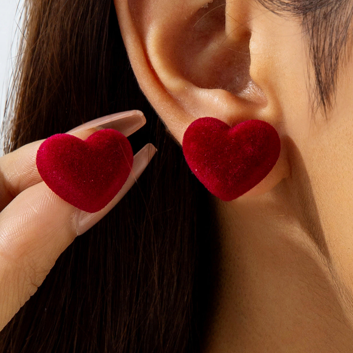 Wholesale Red Velvet Bow Flower Valentine' s Day Earrings