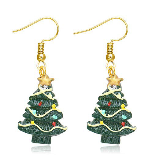 Wholesale Fashion Christmas Cute Cartoon Christmas Tree Bell Light Bulb Snowflake Alloy Earrings