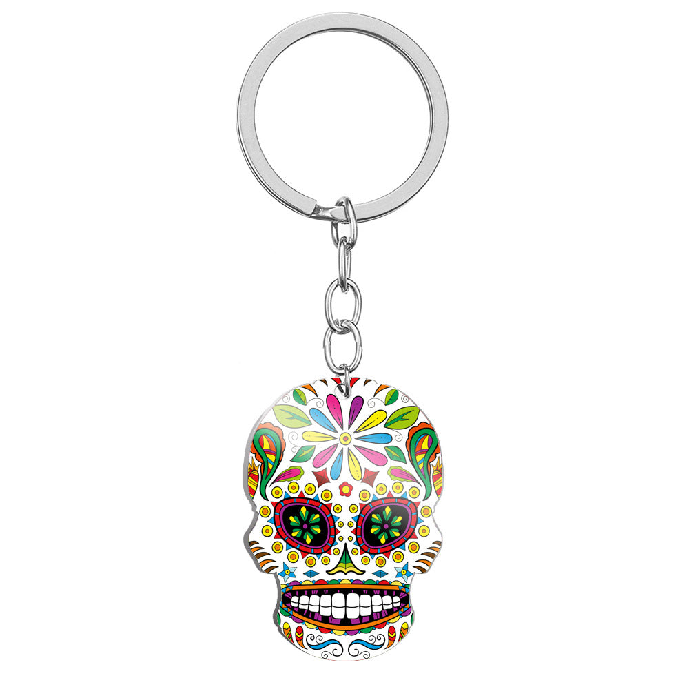 Wholesale Day of the Dead Skull Stainless Steel Keychains
