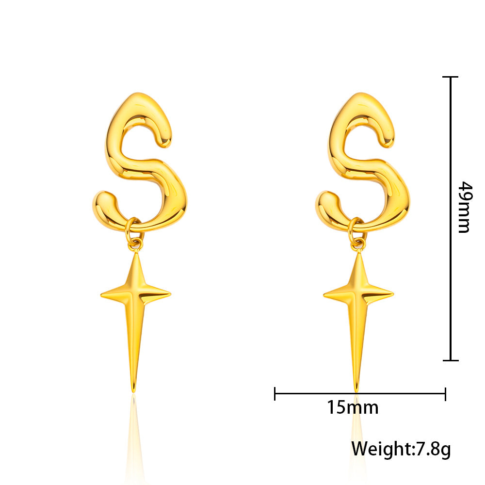 Wholesale Stainless Steel Earrings Inlaid with Stone Lightning Earrings