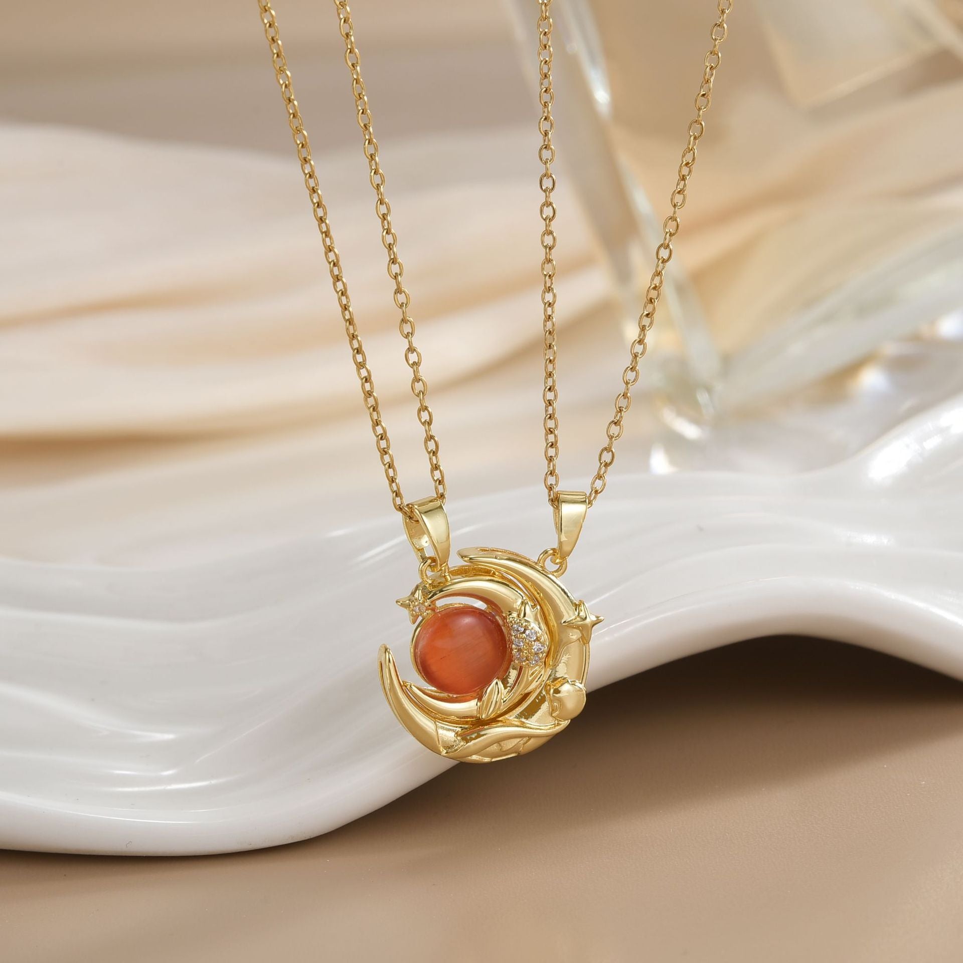 Wholesale Magnetic Sun Moon Titanium Steel Necklace