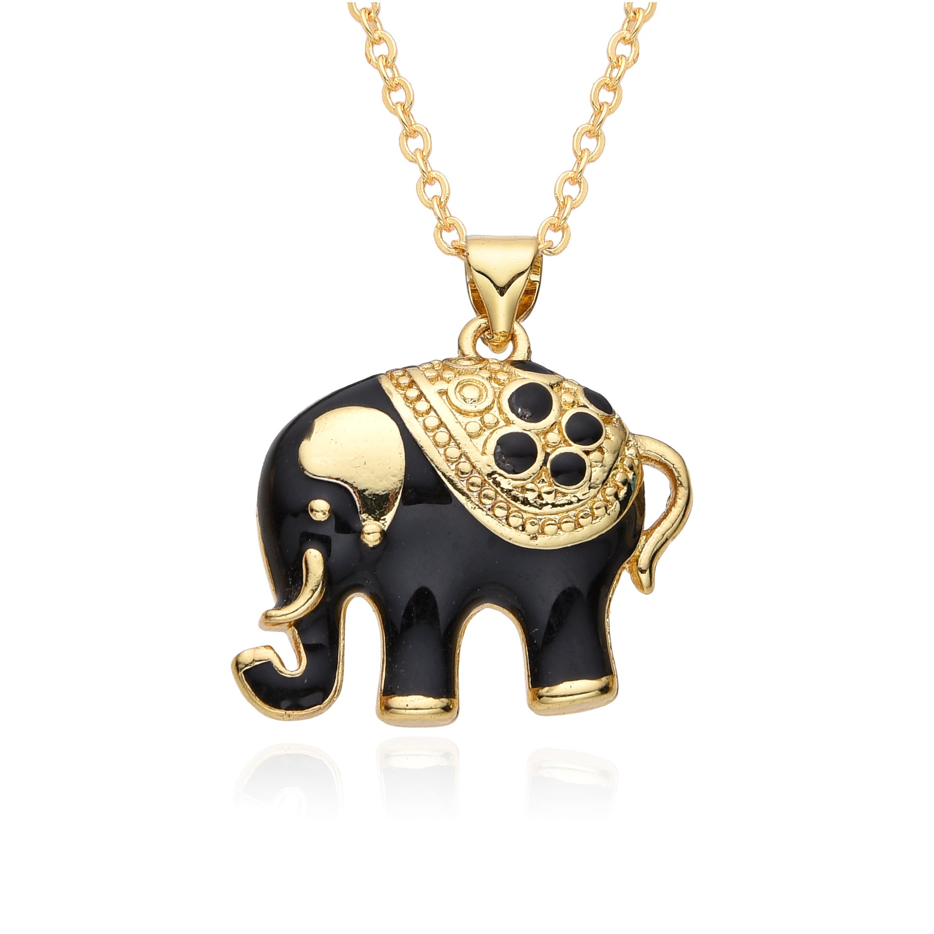Wholesale Colorful Oil Dripping Elephant Micropaved Zirconia Necklace