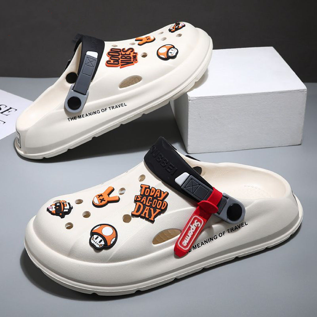 Wholesale Men's summer thick-soled casual sports non-slip soft-soled sandals outdoor dual-use drooping beach slippers