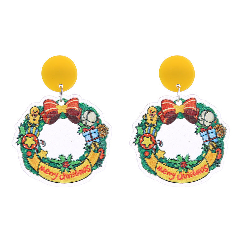 Wholesale Christmas Double-sided Glitter Acrylic Earrings