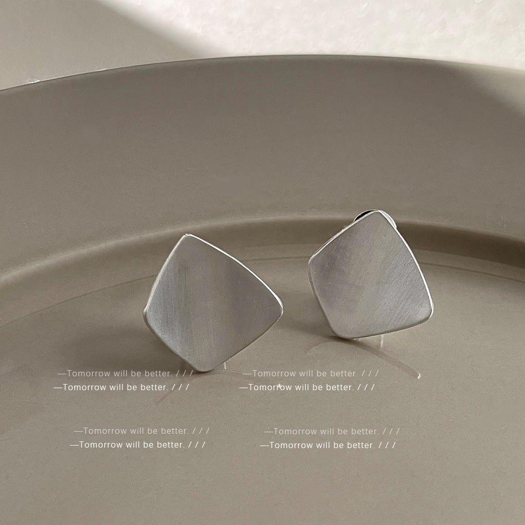 Wholesale Golden brushed frosted geometric earrings