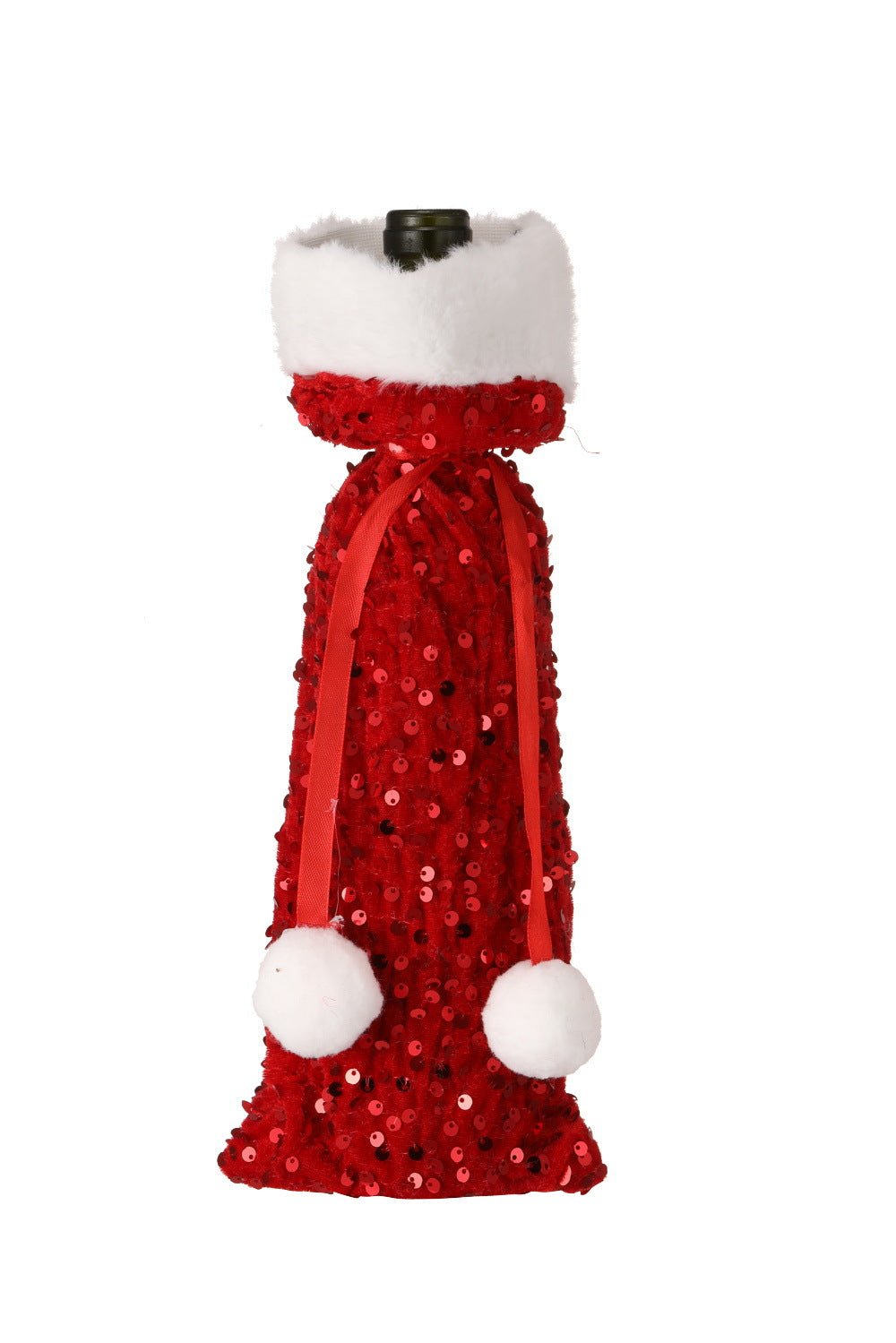 Wholesale New Christmas Glitter Bar Home Plush Wine Bottle Bag