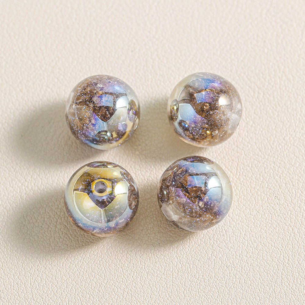 Wholesale 20pcs Luminous colored glass brocade Acrylic Beads