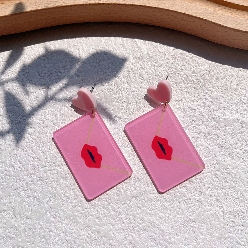 Wholesale Valentine's Day Pink Love Acrylic Earrings