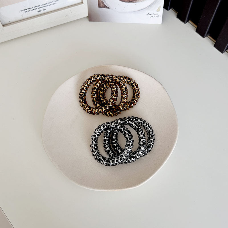 Wholesale Women's Gold and Silver Leopard Print Phone Ring Large Hair Ring Hair Accessories