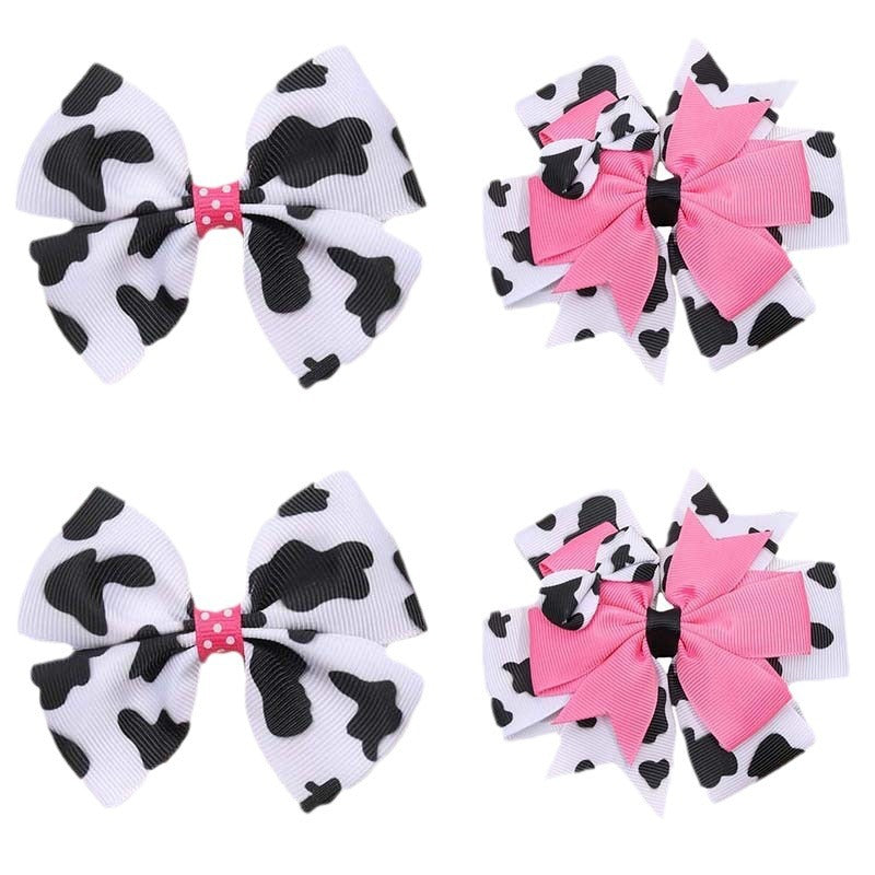 Wholesale  20pcs/pack European and American Cow Pattern Bow Hairpins Popular Kidsren' s Bow Hair