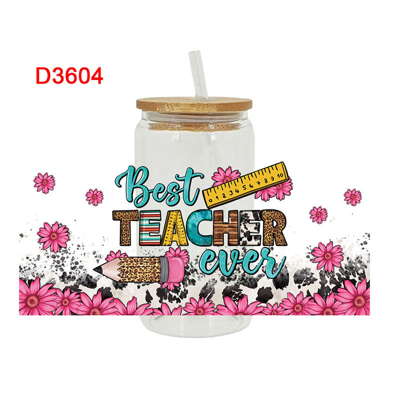 Wholesale Cartoon Cute Teacher Campus Theme 16oz Cup UV DTF Wraps