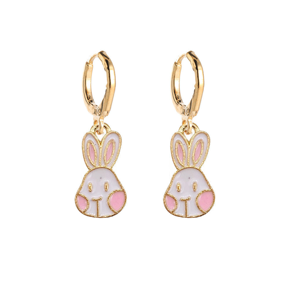 Wholesale Easter Rabbit Carrot Rainbow Asymmetric Earrings