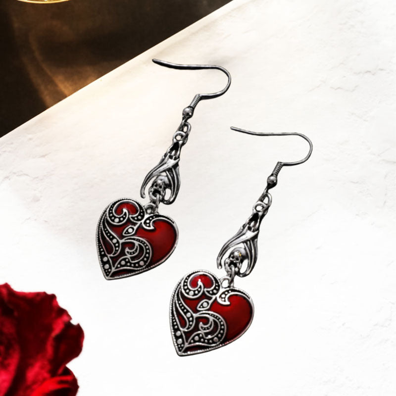 Wholesale Dark Gothic Retro Burgundy Heart Pendant