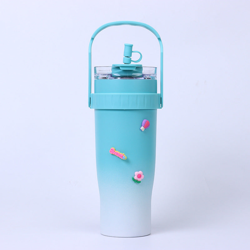 Wholesale 40oz Portable Car Cup Stainless Steel with Straw Insulation Cup Gradient Ice Cup