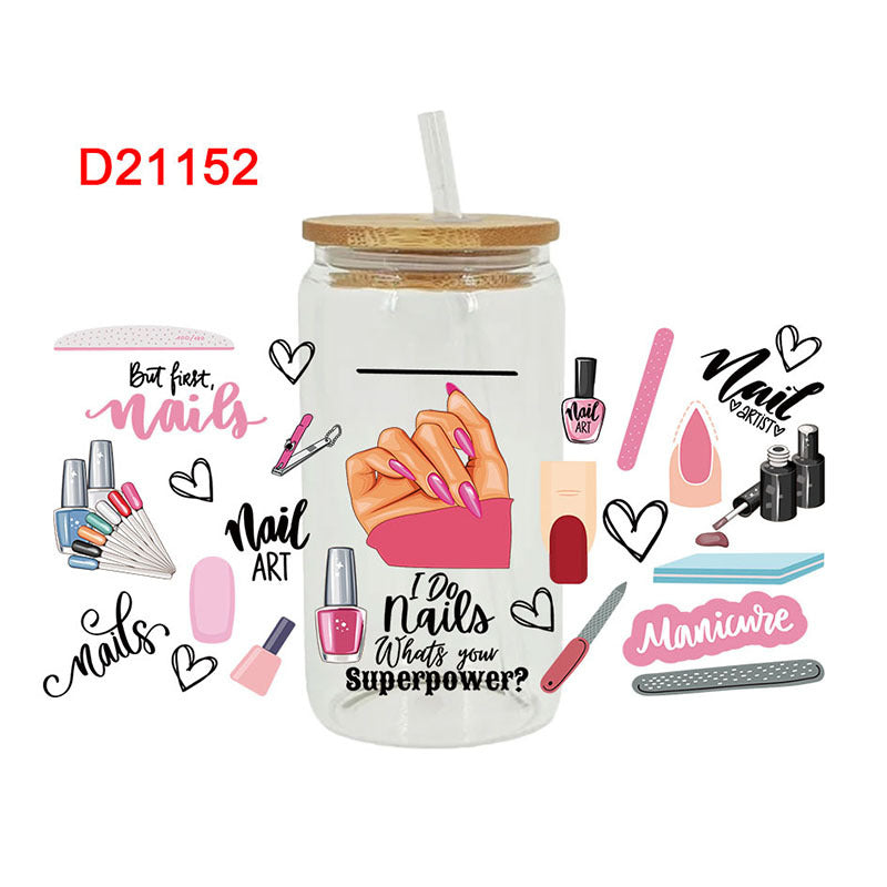 Wholesale Pink cosmetics shoes Mother's Day 16oz Cup UV DTF Wraps