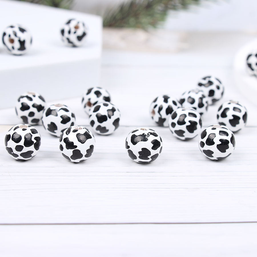 Wholesale 20PCS Cow Polka Dot Colorful DIY Hemp Rope Tassel Wooden Beads