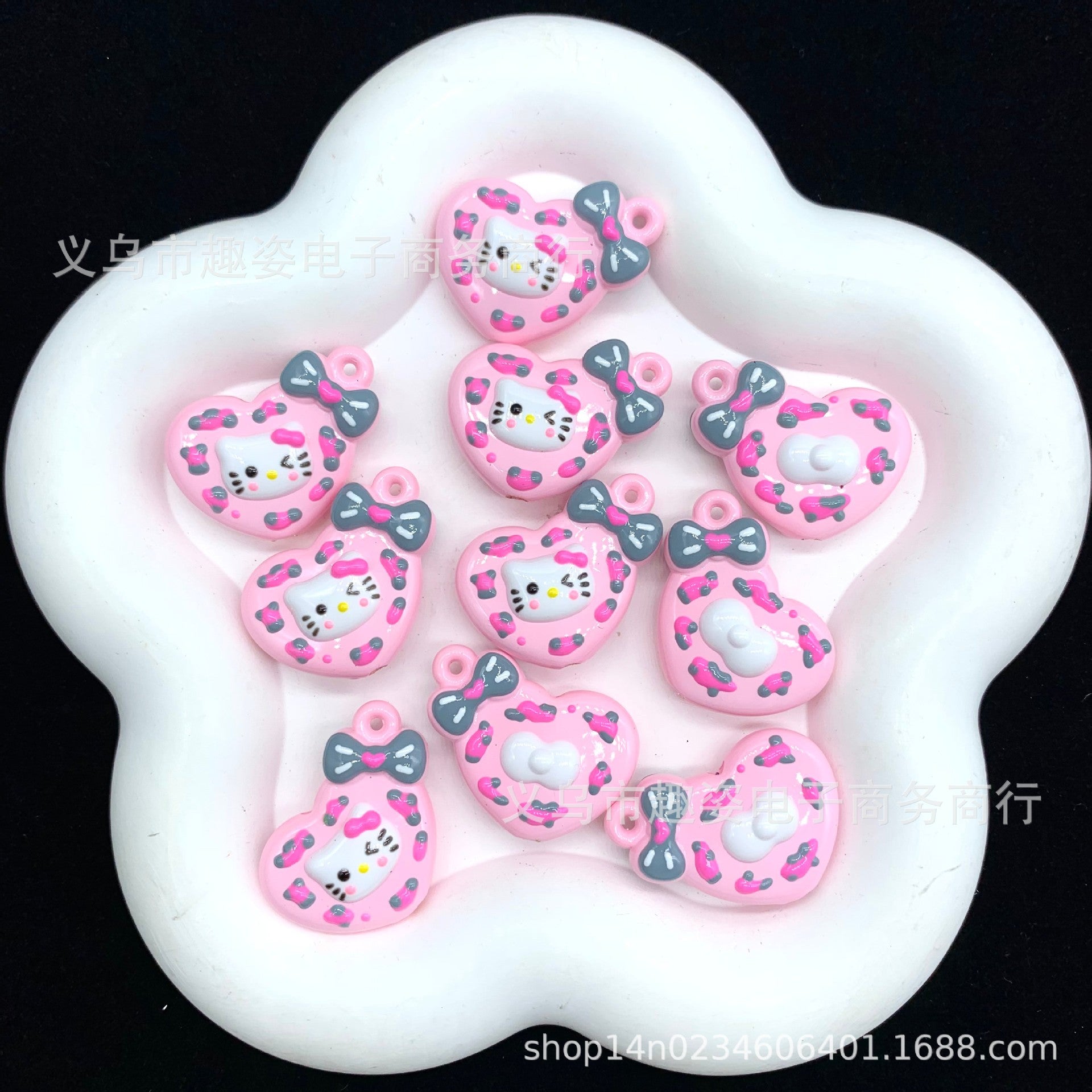 Wholesale 10pcs Colorful cartoon heart Acrylic Beads