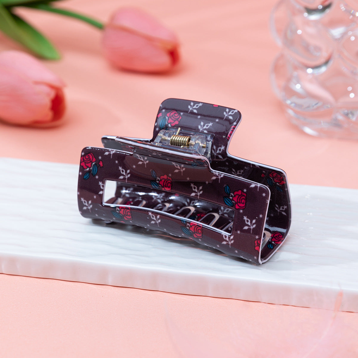 Wholesale simple all-match Valentine's Day printed rose love hair clip hair clip back headwear shark clip