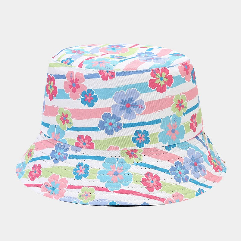 Sombrero de cubo de patrón de flores de poliéster al por mayor