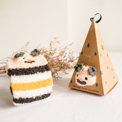 Wholesale Christmas plus velvet warm coral fleece socks gift box