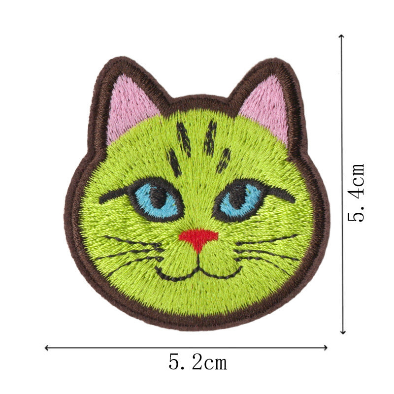 Wholesale Cartoon Cat Embroidery Iron On Patches 9 Pcs Polyester Cotton Clothing Repair Sticker Trendy DIY Fashion Accessory