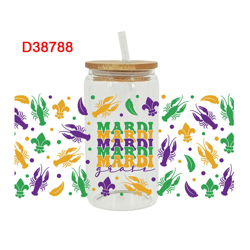 Wholesale UV transfer sticker for glass cups crystal label crystal sticker 16OZ UV DTF WRAPS