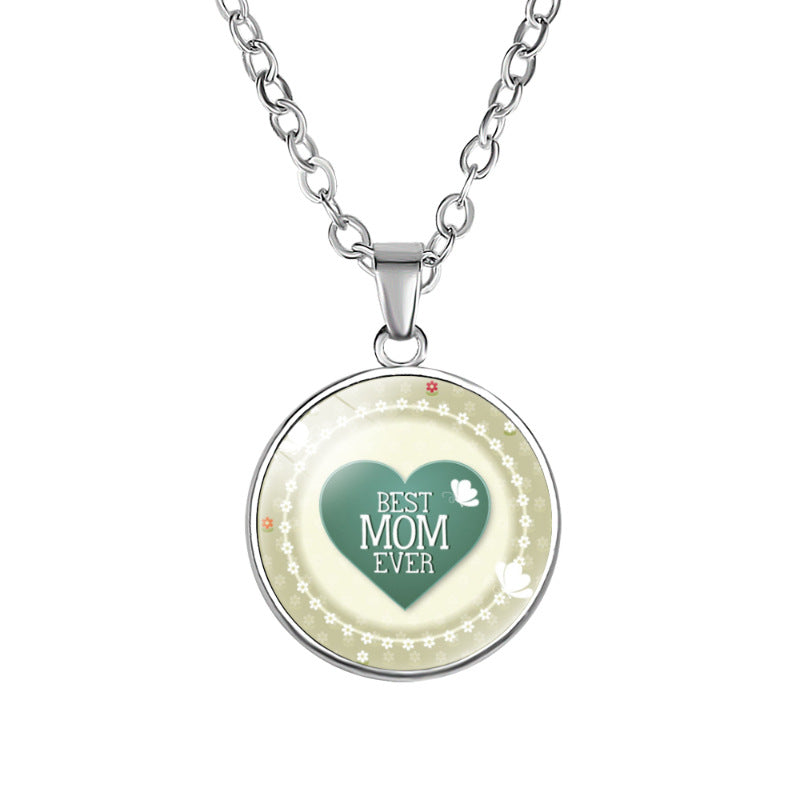Wholesale Best MOM Time Gemstone Single Sided Alloy Necklace