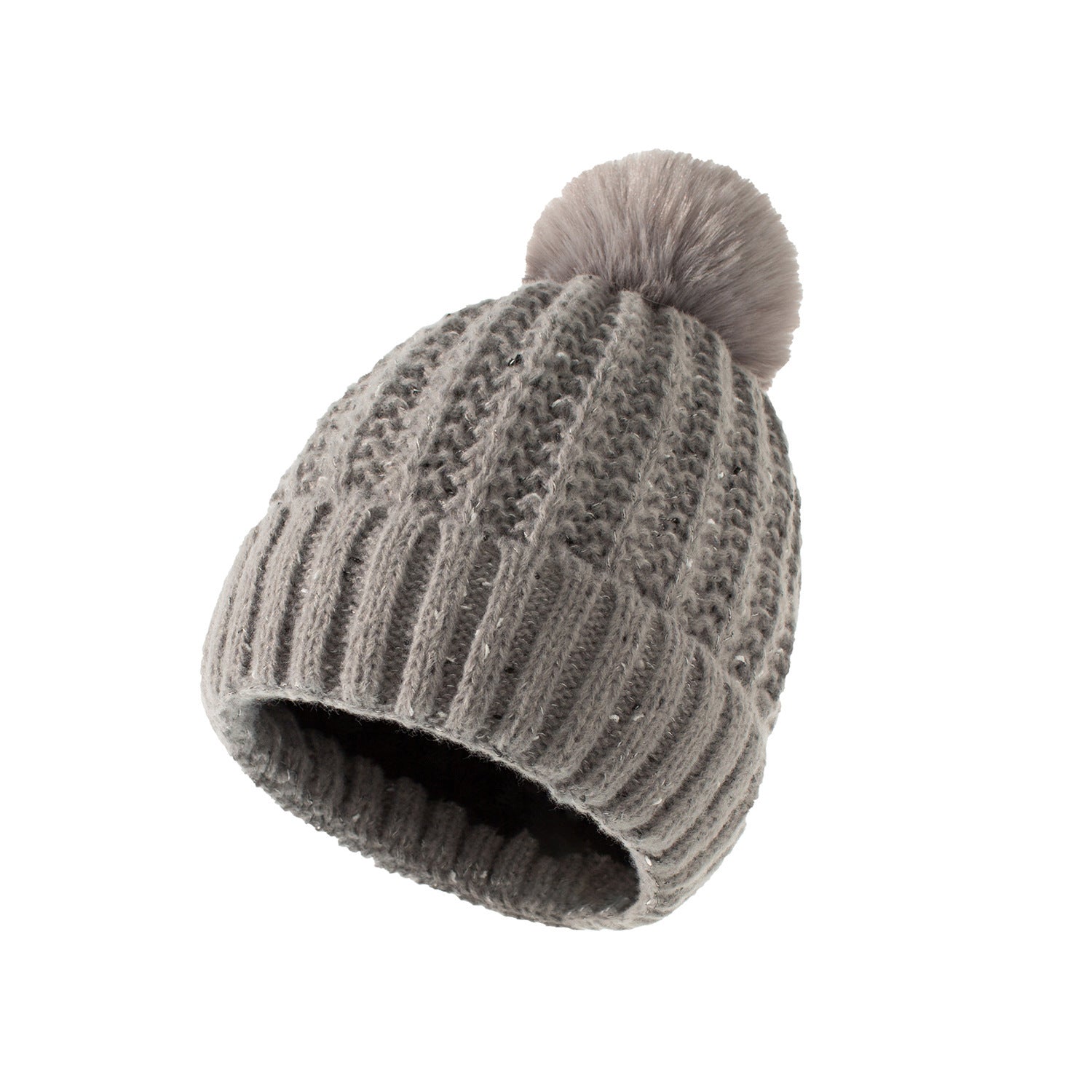 Wholesale of New Plush and Warm Fur Ball Adult TR Knitted Hats