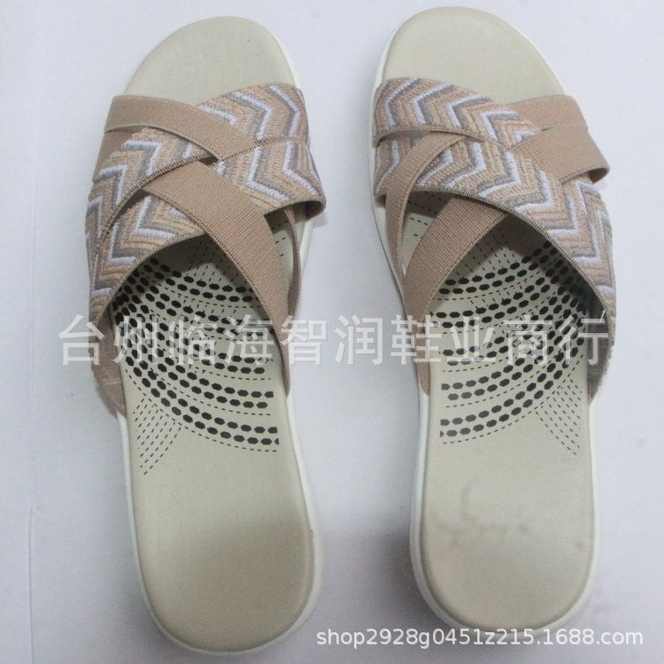 Wholesale Large Size Thick-soled Crossover Sandals Summer Latest Flat-soled Fly-woven Soft-soled Casual Sandals