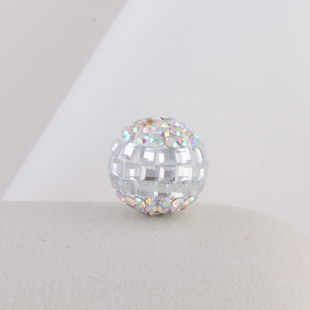 Wholesale Soft Clay Diamond Patch Crystal Bouncy Ball Straight Hole Beads