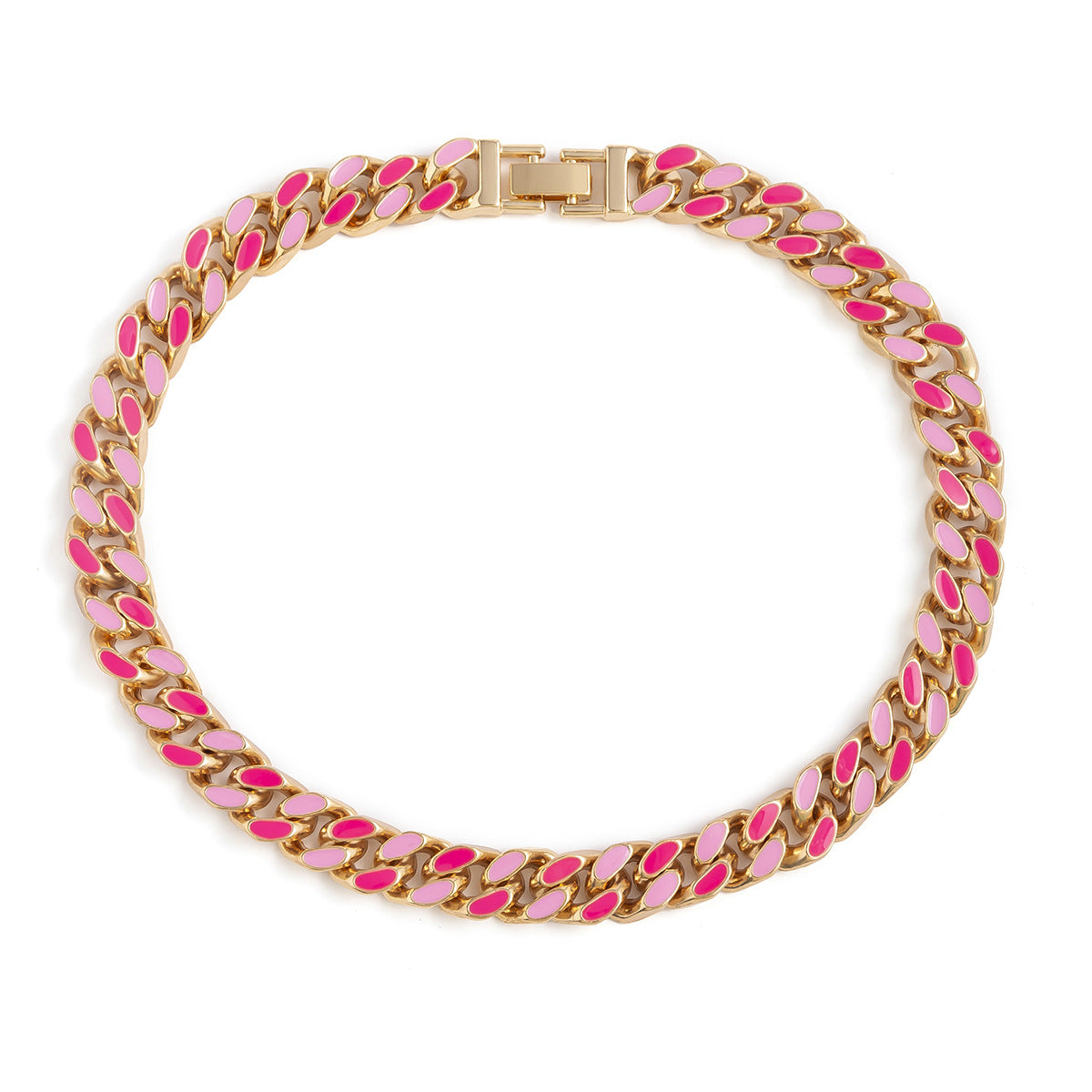 Aleación de aleación punk rosa aceite goteo cadena cubana