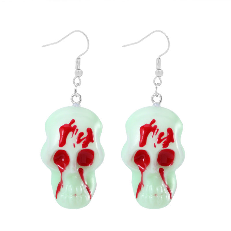 Wholesale Trendy  Earrings Exaggerated Resin Skull Pumpkin  Web Dangle Earrings Party Jewelry Accessory