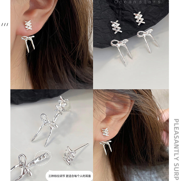 Wholesale silver needle 925 ear piercing earrings set female free mini