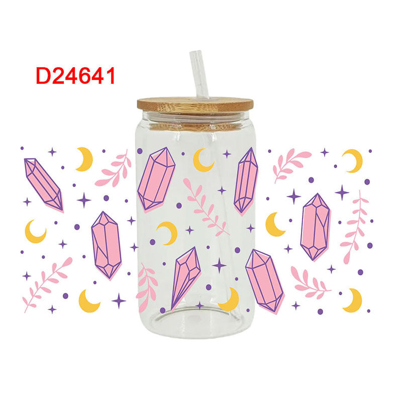 Wholesale Crystal Diamond Gemstone Series 16oz Cup UV DTF Wraps