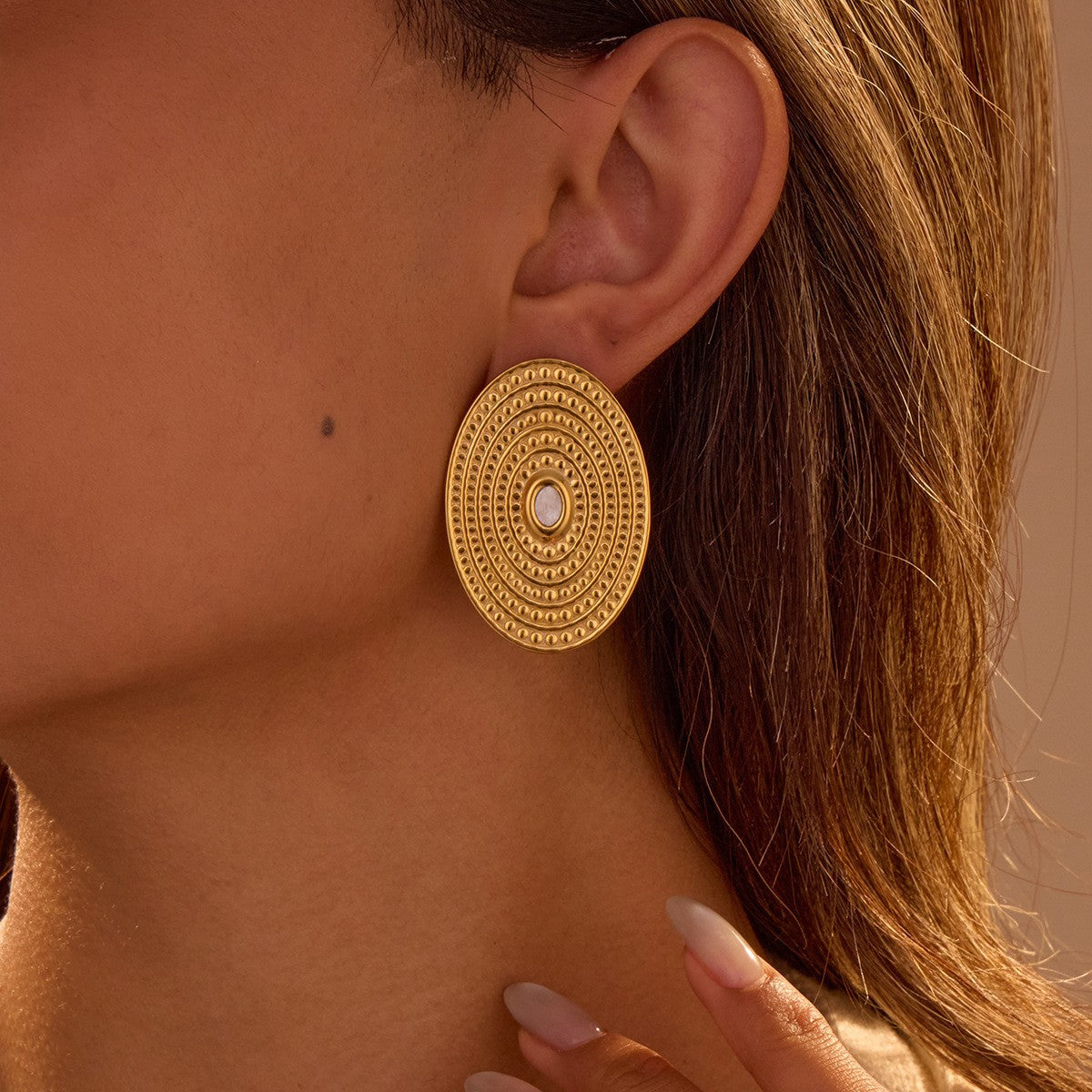 Wholesale  Asymmetric heart-shaped circle Stainless Steel Earrings