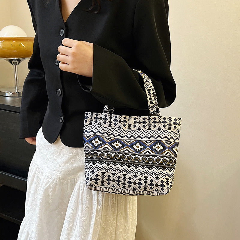 Wholesale Ethnic Style Large Capacity Printing Canvas Shoulder Bag