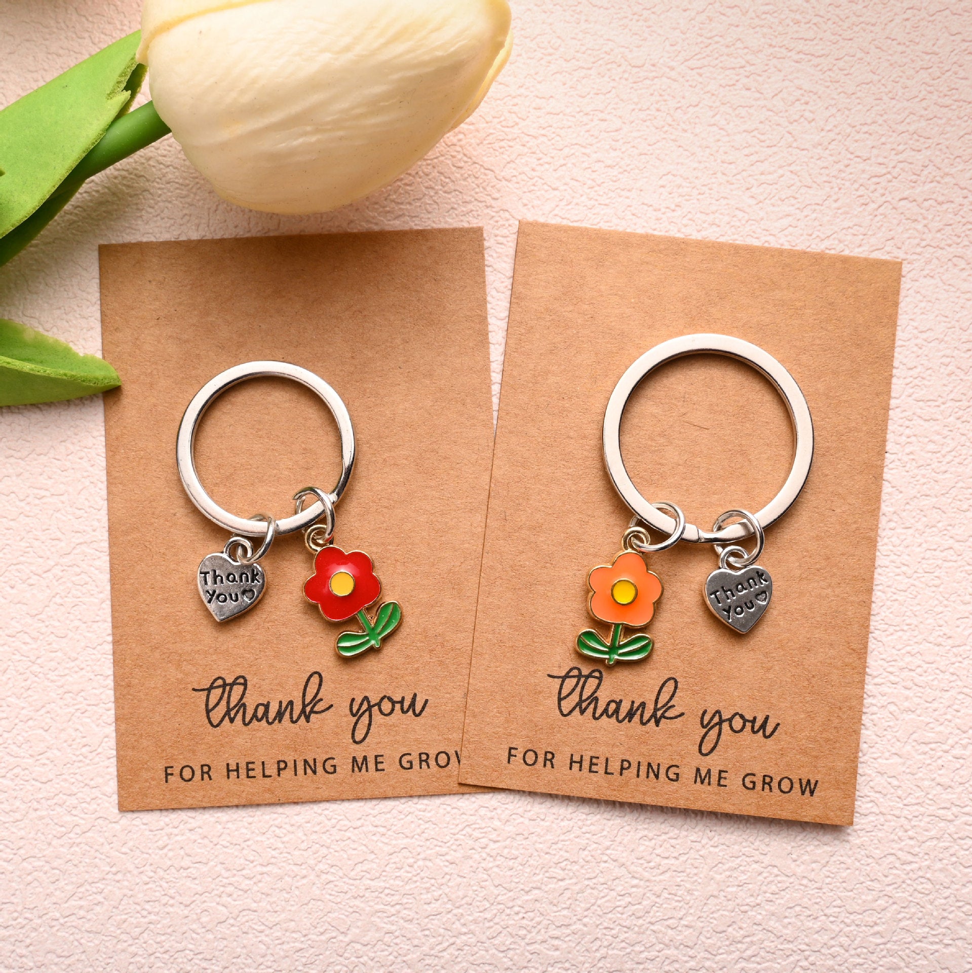 Wholesale Colorful Love Flower Pendant  Metal Keychain