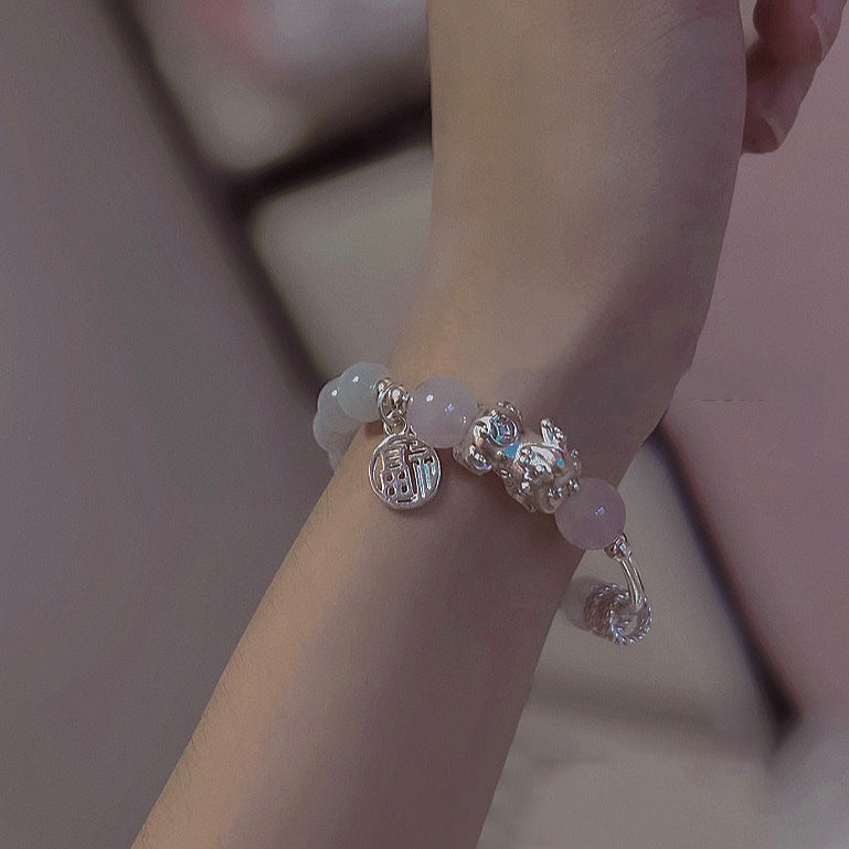 Bracelet Pixiu Bracelet de la fortuna de cristal de polvo de polvo natural de ópal