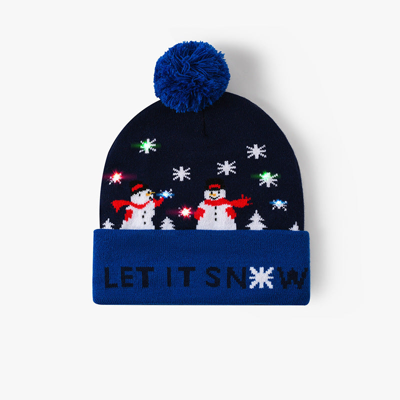 Wholesale Christmas hat luminous Christmas decoration wool hat colorful light party knitted hat