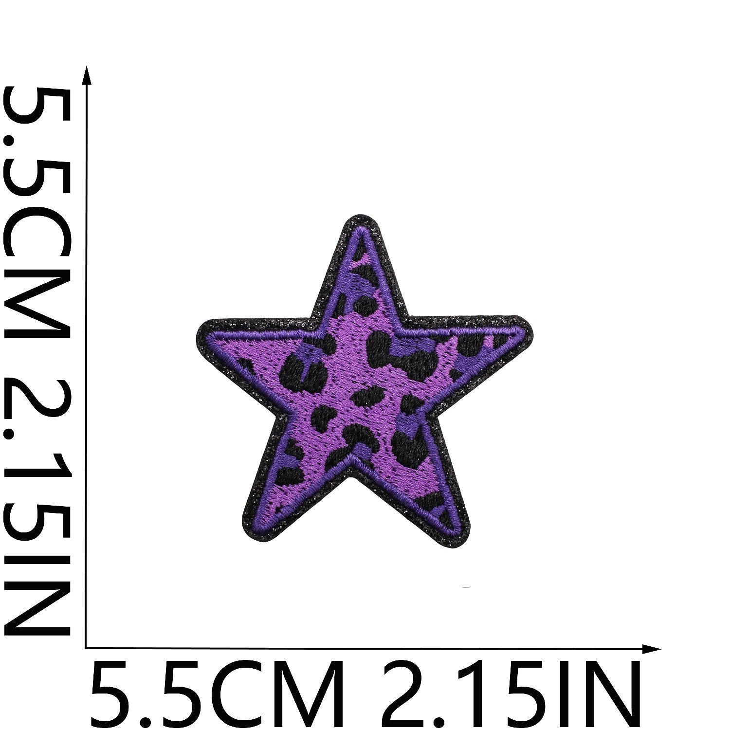 Wholesale Leopard Print Glitter Star Embroidered Patch Polyester Applique For Clothing Bags DIY