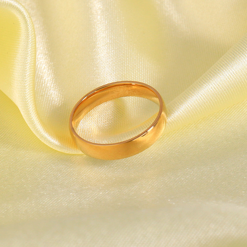 Wholesale 18K Plated Ring Surface Glossy Plain Ring Simple Style Titanium Steel Ring