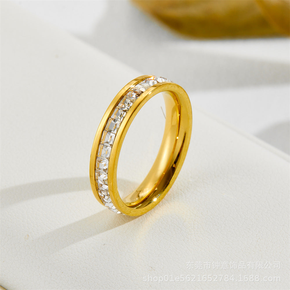 Wholesale Titanium Steel Double Row Diamonds Full of Stars Fashion Personality Trend Niche Design Exquisite Rings