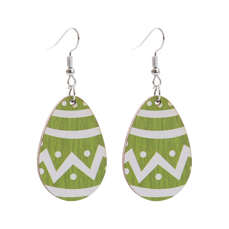 Wholesale Easter rabbit Flower Basket Cute Wood Earrings