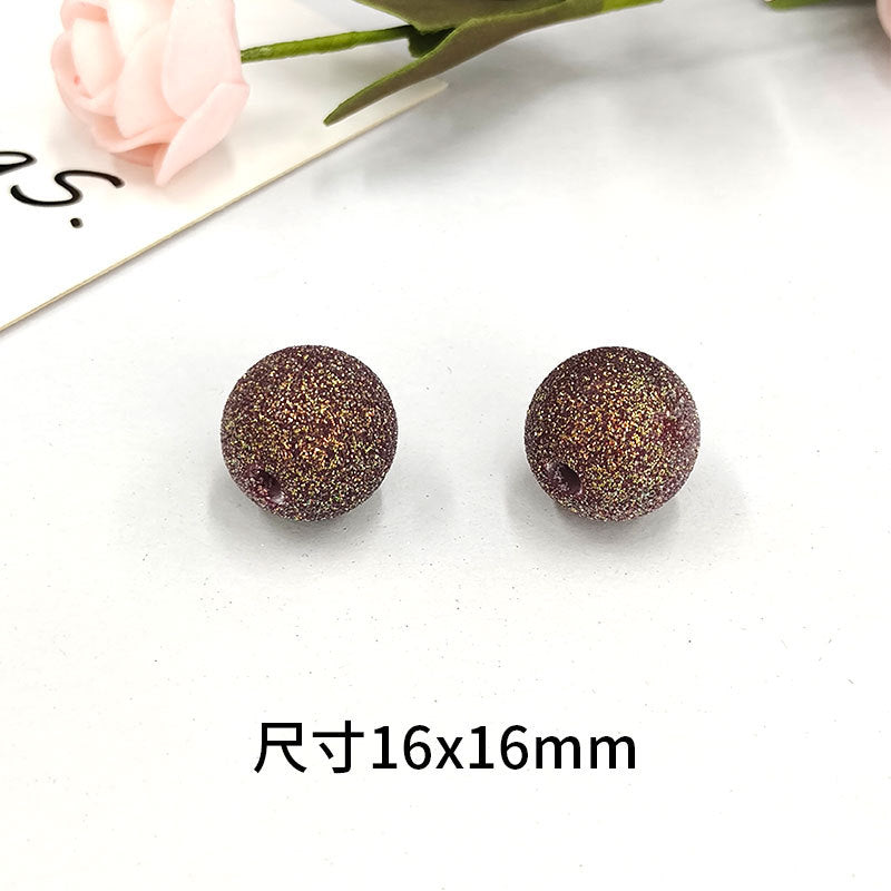 Wholesale 100pcs/pack Sparkling Powder 16mm Round Beads DIY Acrylic Beads