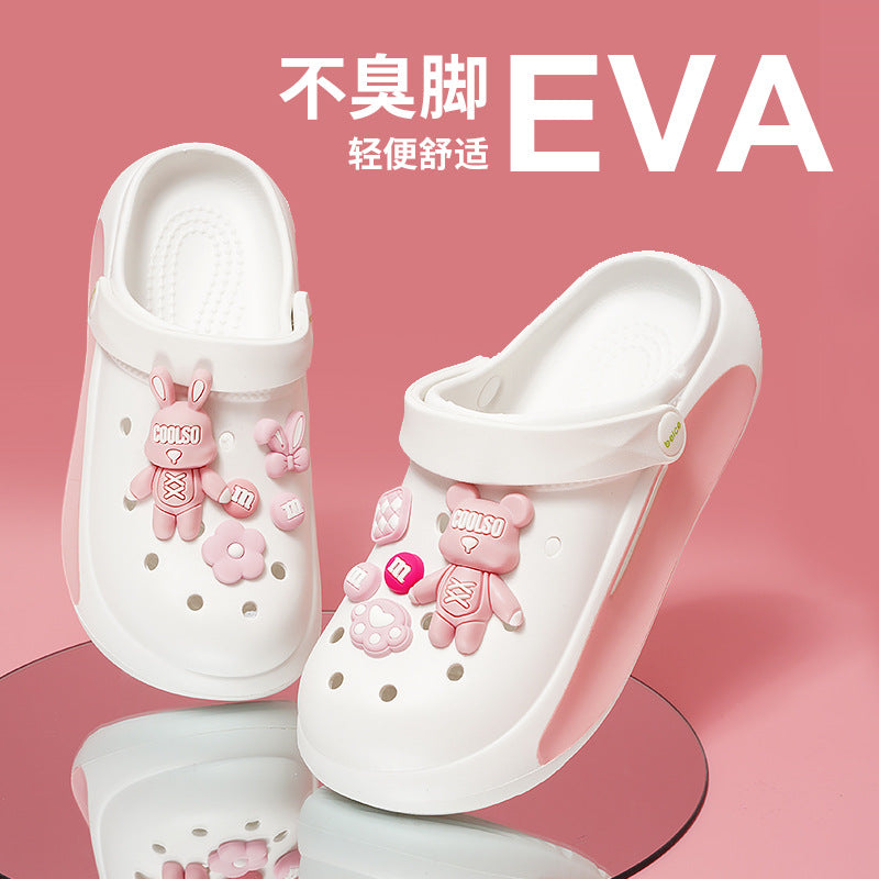 Wholesale  New Style Hole Shoes Women's Summer Outer Wear Soft Bottom Baotou Sandals and Slippers Women's Non-Slip Fashionable