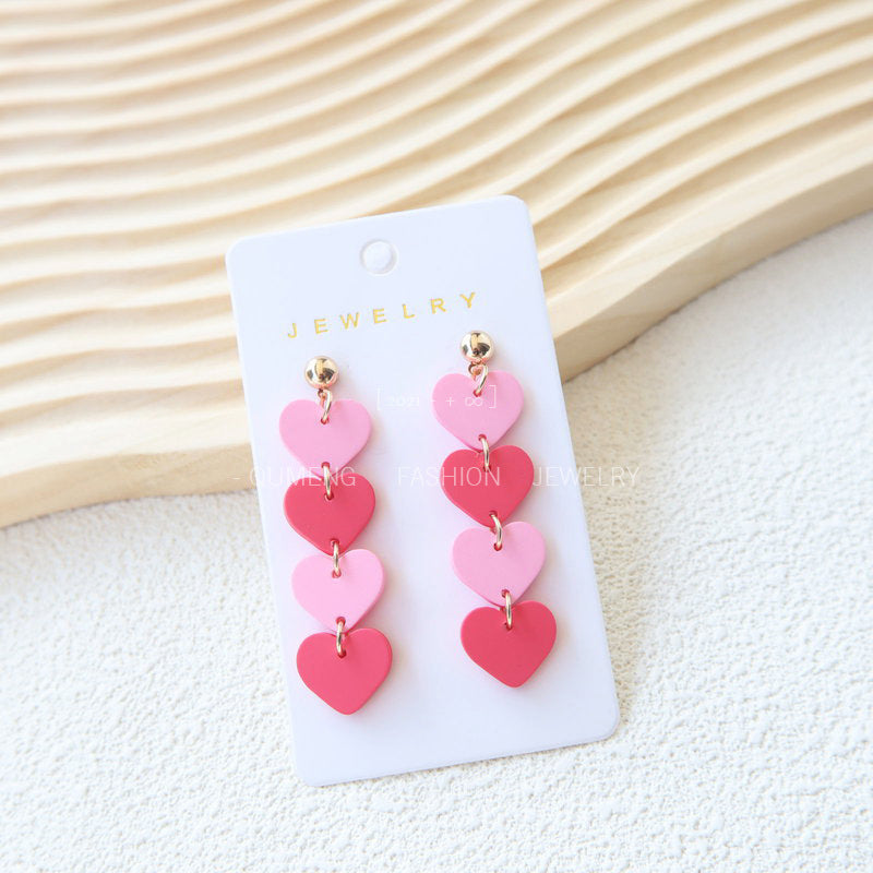 Wholesale Valentine' s Day Peach Heart Acrylic Earrings