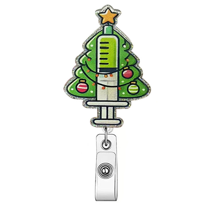 Wholesale Acrylic Christmas Cartoon Badge Clip Christmas Tree Clip Badge Reels