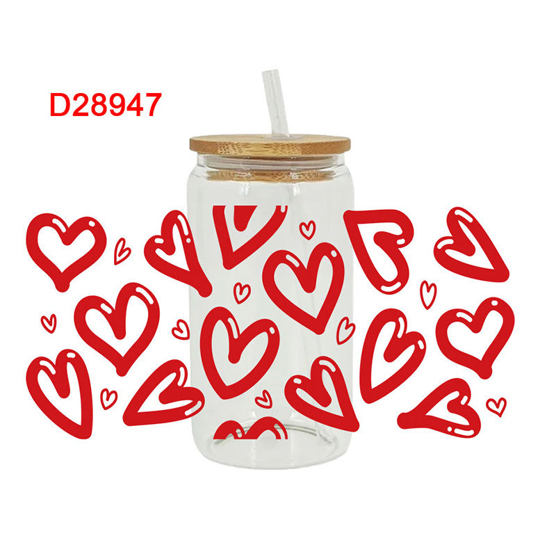 Wholesale Love Valentine's Day  16oz Cup UV DTF Wraps