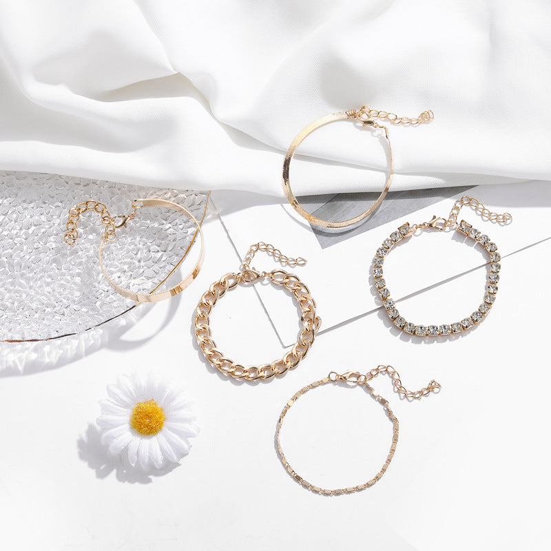 Wholesale Rhinestone Copper Handmade Claw Chain 5pcs Bracelet